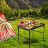 35.62X23.42X25.9In Foldable Camping Table Collapsible Picnic Aluminum Alloy Grill Stand 88Lbs Max Load Height Adjustable Bbq Table