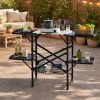 Folding Camping Kitchen Table, Portable Outdoor Cooking Station With Heat Resistant Top, 4 Side Tables & Lower Storage Rack For Picnic, Tailgating & C