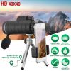 40X40 Hd Optical Monocular Telescope W/ Fmc Lens Low Light Vision Scope Phone Holder Tripod Compass For Bird Watching Hunting Camping Hiking Sport Eve
