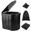 Foldable Emergency Toilet Portable Porta Potty For Car Travel Camping Boating Hiking Cleanable Travel Commode With Lid Carry Bag 1 Roll Garbage Bags