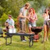 Foldable Camping Table Collapsible Picnic Aluminum Alloy Grill Stand 88Lbs Max Load Bbq Table With 2 Side Trays