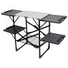 Folding Camping Kitchen Table, Portable Outdoor Cooking Station With Heat Resistant Top, 4 Side Tables & Lower Storage Rack For Picnic, Tailgating & C