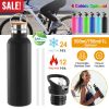 Sports Water Bottle Stainless Steel Vacuum-Insulated Drinking Cup W/ Straws Outdoor Cycling Hiking For Cold Hot Water