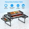 Foldable Camping Table Collapsible Picnic Aluminum Alloy Grill Stand 88Lbs Max Load Bbq Table With 2 Side Trays