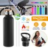 Sports Water Bottle Stainless Steel Vacuum-Insulated Drinking Cup W/ Straws Outdoor Cycling Hiking For Cold Hot Water