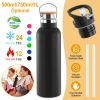 Sports Water Bottle Stainless Steel Vacuum-Insulated Drinking Cup W/ Straws Outdoor Cycling Hiking For Cold Hot Water