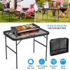 35.62X23.42X25.9In Foldable Camping Table Collapsible Picnic Aluminum Alloy Grill Stand 88Lbs Max Load Height Adjustable Bbq Table