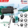 40X40 Hd Optical Monocular Telescope W/ Fmc Lens Low Light Vision Scope Phone Holder Tripod Compass For Bird Watching Hunting Camping Hiking Sport Eve