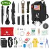 47Pcs Emergency Survival Kit Survival Edc Gear Equipment Tool First Aid Supplies Kit Tools With Pouch For Hiking Hunting Disaster Camping Adventure