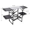 Folding Camping Kitchen Table, Portable Outdoor Cooking Station With Heat Resistant Top, 4 Side Tables & Lower Storage Rack For Picnic, Tailgating & C