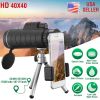 40X40 Hd Optical Monocular Telescope W/ Fmc Lens Low Light Vision Scope Phone Holder Tripod Compass For Bird Watching Hunting Camping Hiking Sport Eve