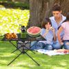 Portable Folding Camping Table Foldable Beach Table Aluminum Alloy Frame With 2 Cup Holders 2 Side Pockets Carry Bag For Picnic Camping Hiking Beach B