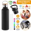 Sports Water Bottle Stainless Steel Vacuum-Insulated Drinking Cup W/ Straws Outdoor Cycling Hiking For Cold Hot Water