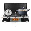 3 Burner Camping Stove 20000 Btu Portable Foldable Propane Stove With Toast Tray Windshield Portable Handle Outdoor Cooking Gas Stove For Rv Camping B