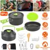 16Pcs Camping Cooking Ware Set Camping Stove Cookware Kit Aluminum Pot Pan Kettle Set With Bowls Knife Fork Spoon Carabiner Spatula Cutting Board For
