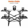 Folding Camping Kitchen Table, Portable Outdoor Cooking Station With Heat Resistant Top, 4 Side Tables & Lower Storage Rack For Picnic, Tailgating & C