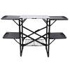 Folding Camping Kitchen Table, Portable Outdoor Cooking Station With Heat Resistant Top, 4 Side Tables & Lower Storage Rack For Picnic, Tailgating & C