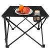 2Pcs Foldable Camping Table Portable Picnic Table Lightweight Travel Desk with 2 Cup Holders/Table Carrying Bag