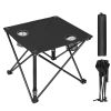 2Pcs Foldable Camping Table Portable Picnic Table Lightweight Travel Desk with 2 Cup Holders/Table Carrying Bag