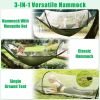 Camping Hammock with Mosquito Net 3-in-1 Portable Hammock Tent with BuiltIn Mosquito Net Dual-Way Zippers 440lbs Capacity Attached Storage Pocket for