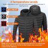 Heated Jacket Electric Heating Coat Lightweight Winter Hooded Jacket with 3-Level Heating Modes 8 Heating Zones Detachable Zipper Hood