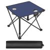 1Pc Foldable Camping Table Portable Picnic Table Lightweight Travel Desk with 2 Cup Holders Carrying Bag