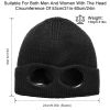 Unisex Knit Beanie Hat with Goggle Chunky Winter Warm Hat Skull Cap 4 Colors