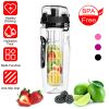 Fruit Infuser Water Bottle Juice Shaker Sport w/ Flip Top Lid Anti-Slip Grips For Office Home Sport Running Walking Hiking