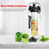 Fruit Infuser Water Bottle Juice Shaker Sport w/ Flip Top Lid Anti-Slip Grips For Office Home Sport Running Walking Hiking